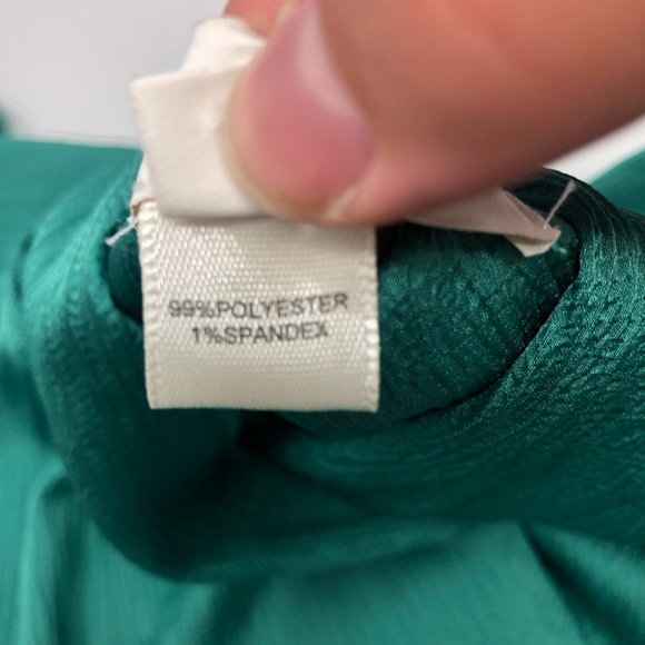 Monteau Los Angeles Green Blouse Faux Wrap Elastic Waist Size Large - Picture 6 of 9